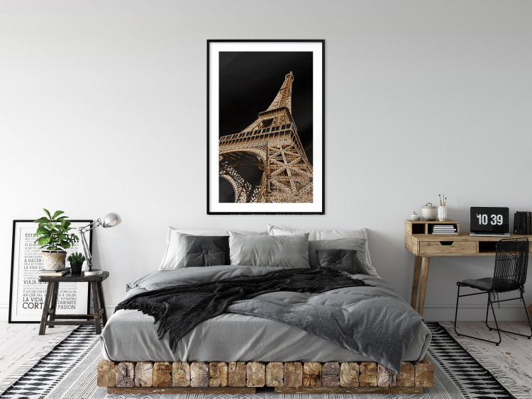 Poster French Flash - architecture of the Eiffel Tower on a solid black background 137913 additionalImage 27