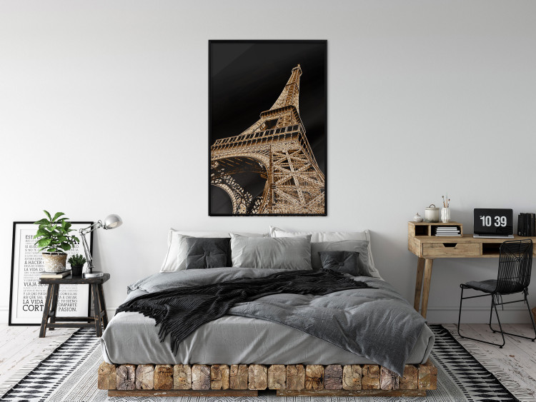 Poster French Flash - architecture of the Eiffel Tower on a solid black background 137913 additionalImage 20