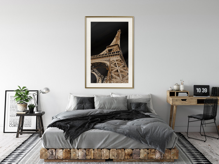 Poster French Flash - architecture of the Eiffel Tower on a solid black background 137913 additionalImage 26