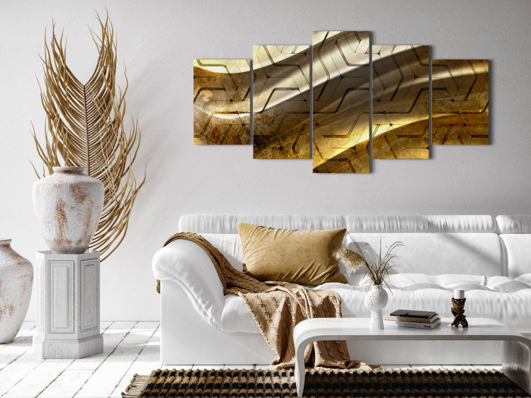 Canvas Art Print Golden Harmony (5-piece) Wide - abstraction in modern pattern 143513 additionalImage 3