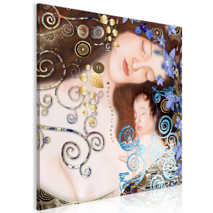 Canvas Art Print Motherhood with Ornament (1-piece) - Klimt-style abstraction 144113 additionalImage 2