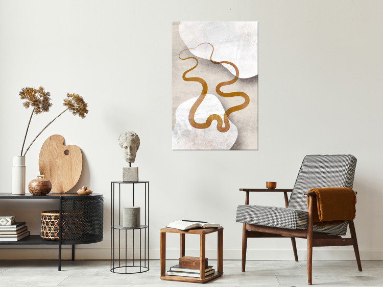 Canvas Art Print Orange Ribbon (1-piece) - abstraction in two brown waves 144713 additionalImage 3