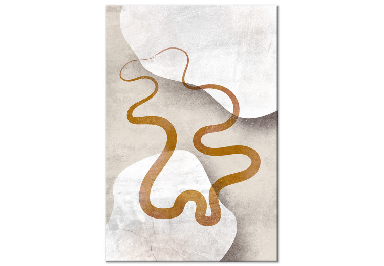 Canvas Art Print Orange Ribbon (1-piece) - abstraction in two brown waves 144713