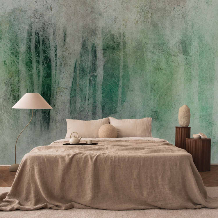 Wall Mural Night in the Forest - Bright Tree Trunks and Dark Depth - Greenery 148813 additionalImage 2