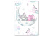 Canvas Print Teddy Bear and the Moon - Cheerful Drawing Painted With Watercolor 149813