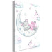 Canvas Print Teddy Bear and the Moon - Cheerful Drawing Painted With Watercolor 149813 additionalThumb 2