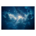 Wall Mural Night Sky - Moon on a Dark Blue Background With Stars and Clouds 159913 additionalThumb 1