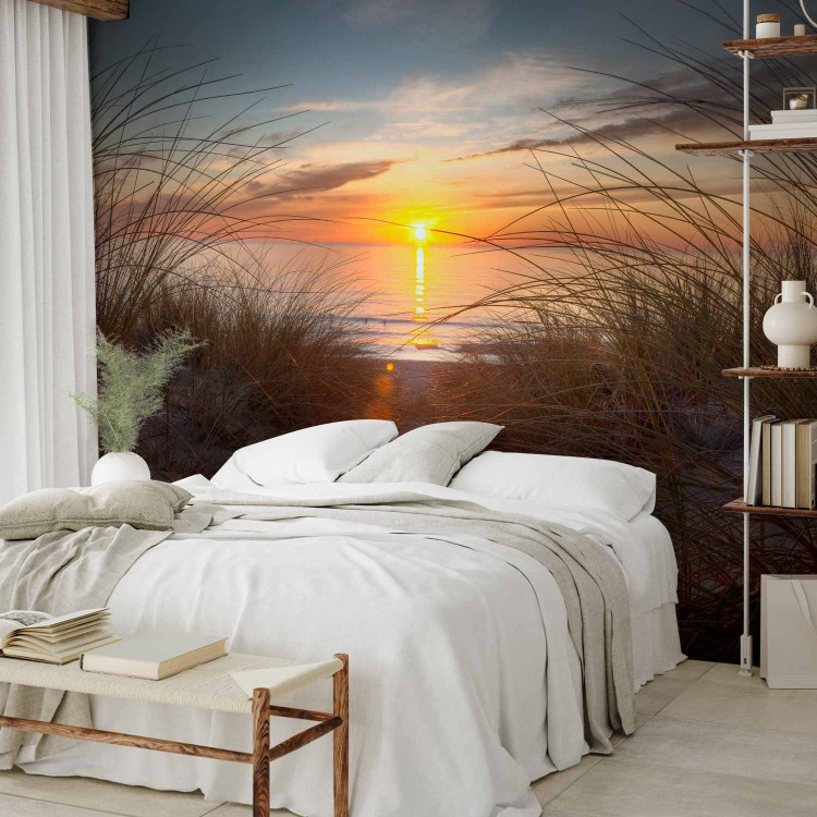 Wall Mural Coastal Landscape - Sunset over the sea against tall grass 61713 additionalImage 2