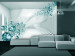 Photo Wallpaper Corridor - white 3D geometric abstraction with blue diamonds 62513