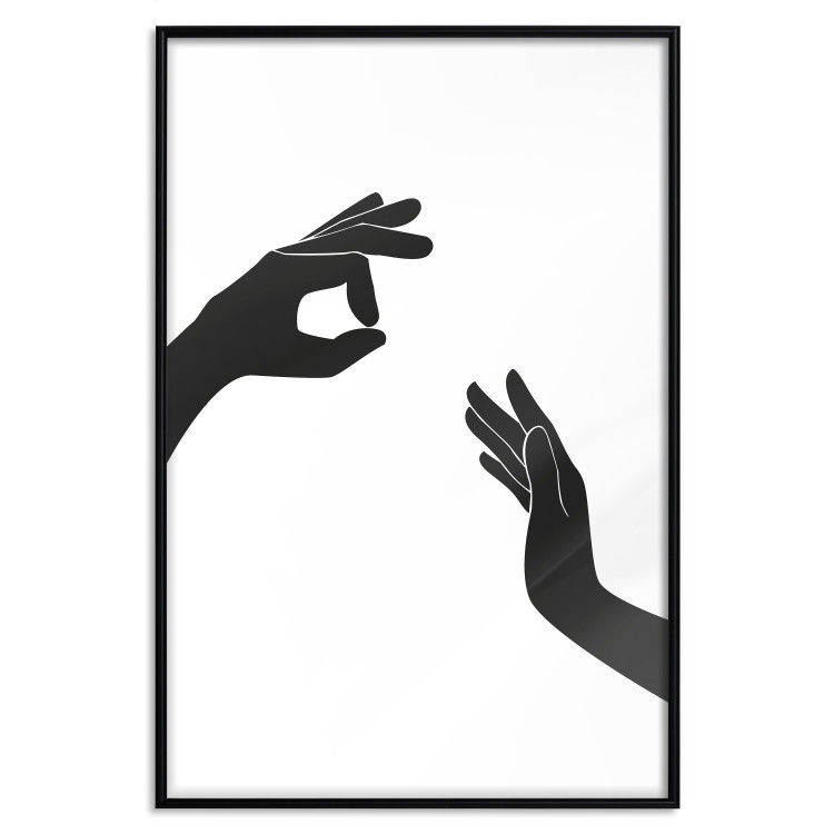 Wall Poster Everything's Okay! - black and white composition with two hands showing gestures 116323 additionalImage 18