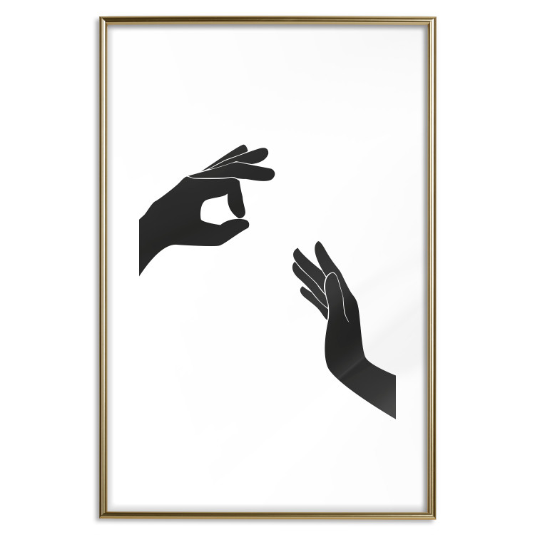 Wall Poster Everything's Okay! - black and white composition with two hands showing gestures 116323 additionalImage 14