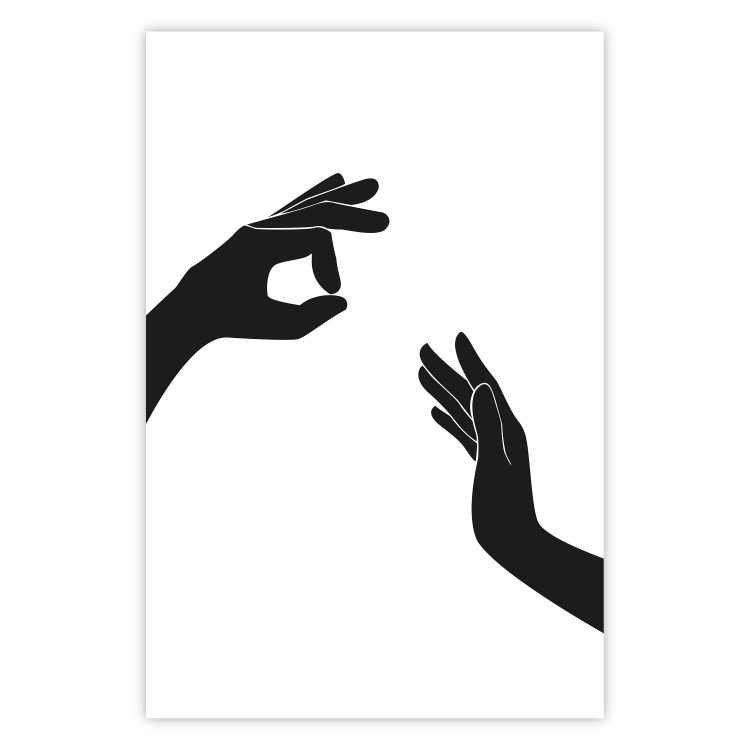 Wall Poster Everything's Okay! - black and white composition with two hands showing gestures 116323