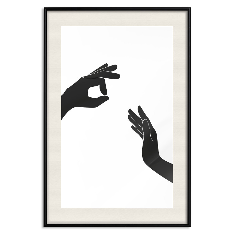 Wall Poster Everything's Okay! - black and white composition with two hands showing gestures 116323 additionalImage 18