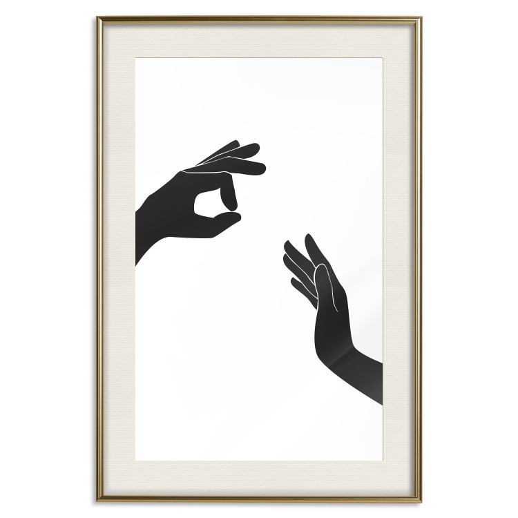 Wall Poster Everything's Okay! - black and white composition with two hands showing gestures 116323 additionalImage 19