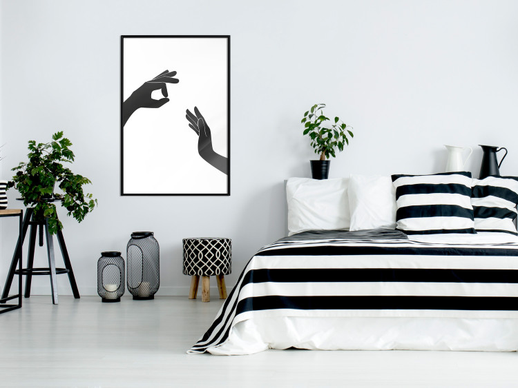 Wall Poster Everything's Okay! - black and white composition with two hands showing gestures 116323 additionalImage 3