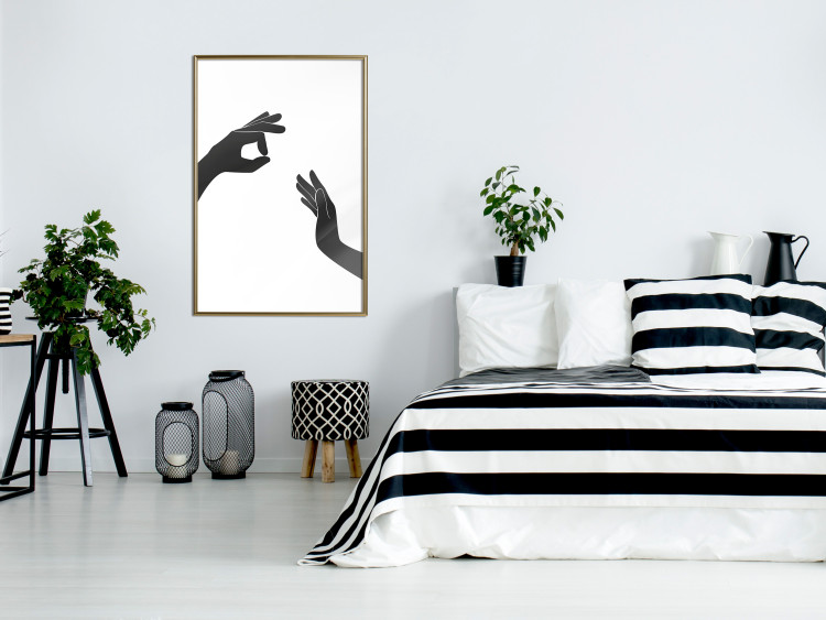 Wall Poster Everything's Okay! - black and white composition with two hands showing gestures 116323 additionalImage 7