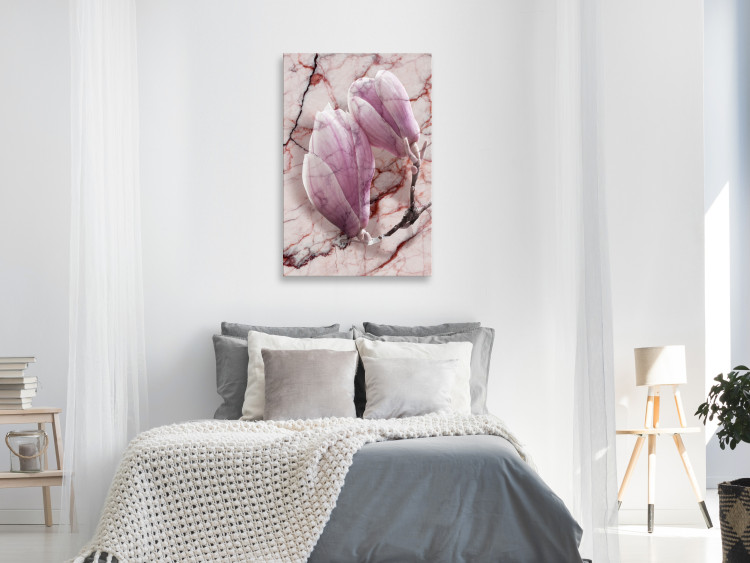 Canvas Print The subtlety of marble - magnolia flower motif on a marble background 122723 additionalImage 3