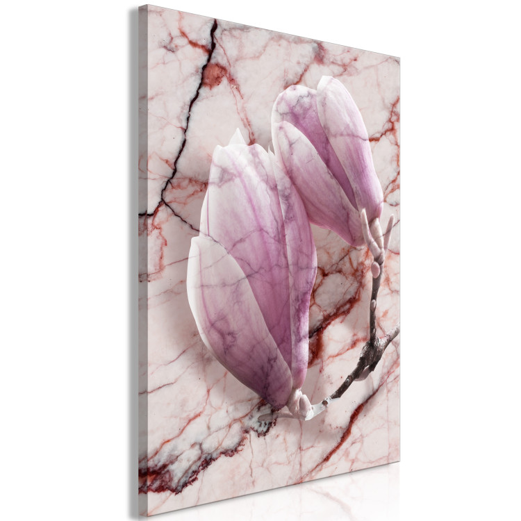 Canvas Print The subtlety of marble - magnolia flower motif on a marble background 122723 additionalImage 2