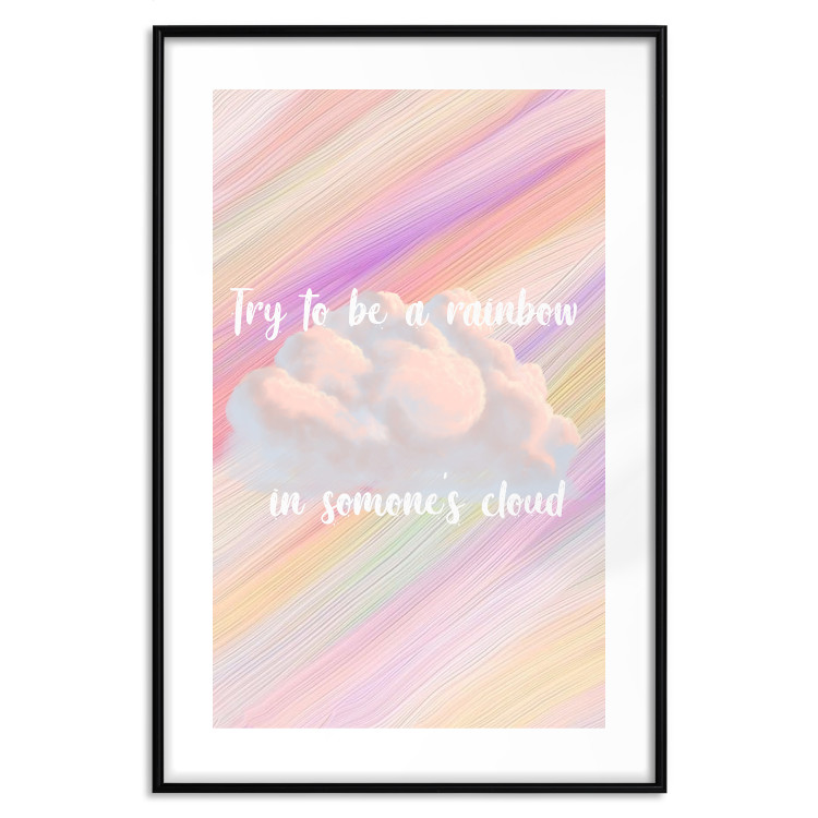 Wall Poster Try to Be a Rainbow - white text on a cloud and multicolored background 123223 additionalImage 19