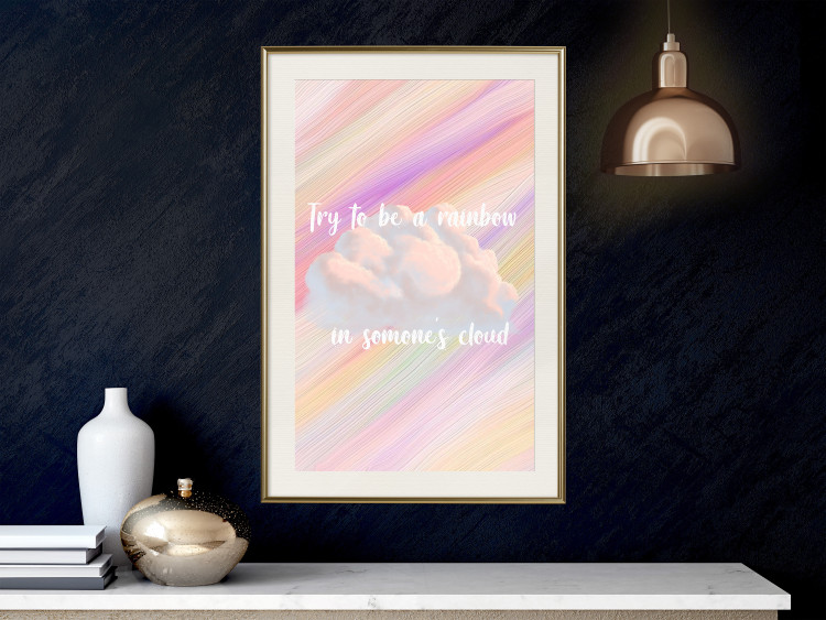 Wall Poster Try to Be a Rainbow - white text on a cloud and multicolored background 123223 additionalImage 23