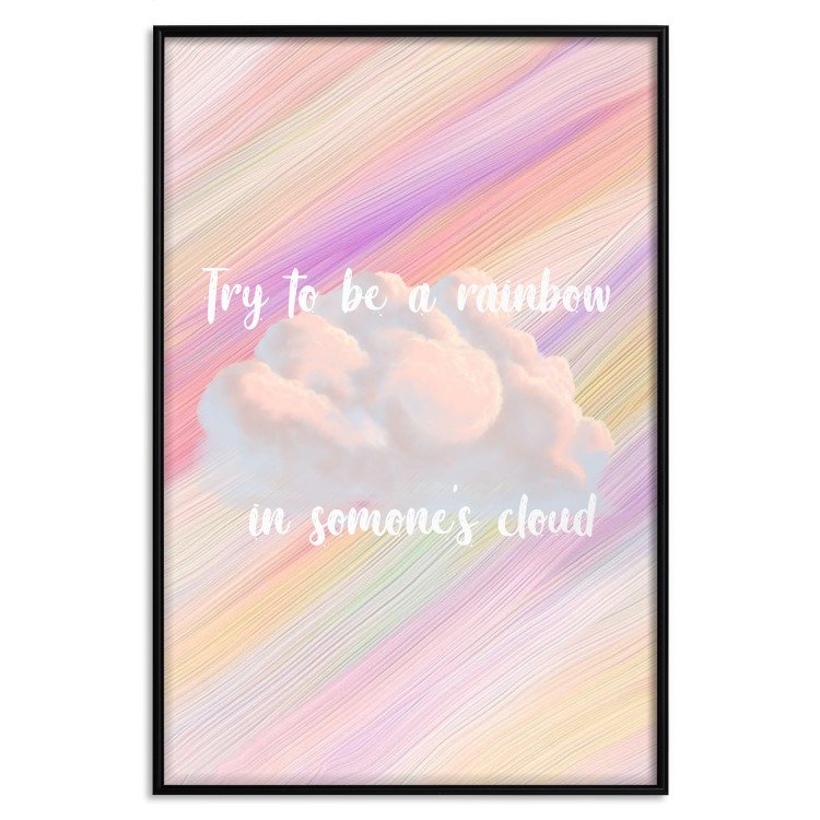 Wall Poster Try to Be a Rainbow - white text on a cloud and multicolored background 123223 additionalImage 20