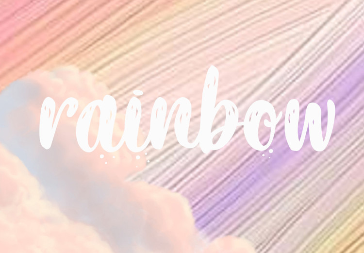 Wall Poster Try to Be a Rainbow - white text on a cloud and multicolored background 123223 additionalImage 8