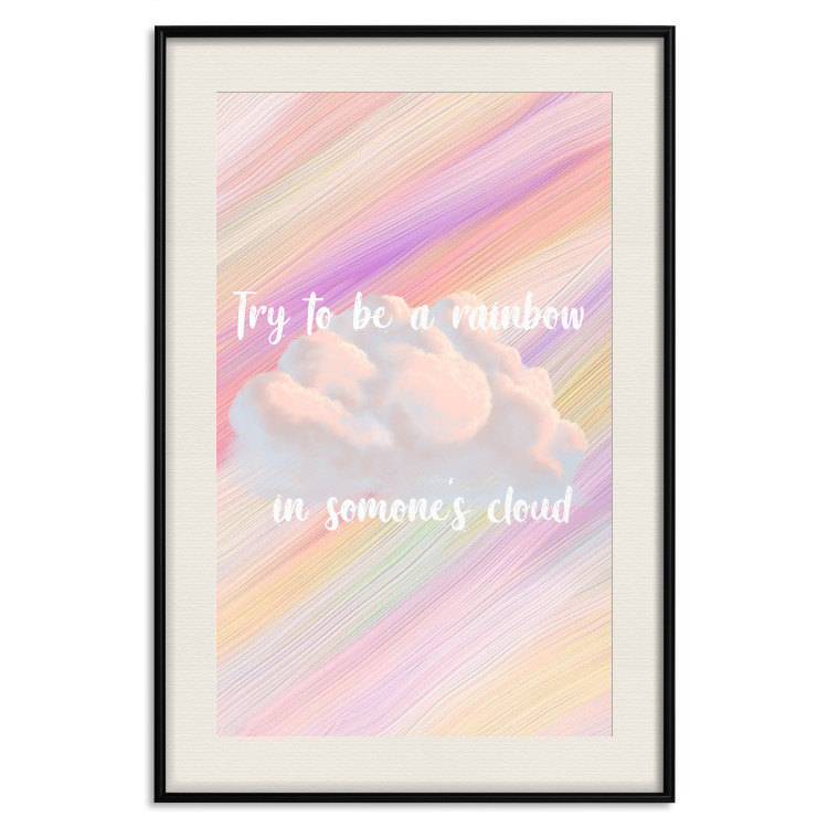 Wall Poster Try to Be a Rainbow - white text on a cloud and multicolored background 123223 additionalImage 17