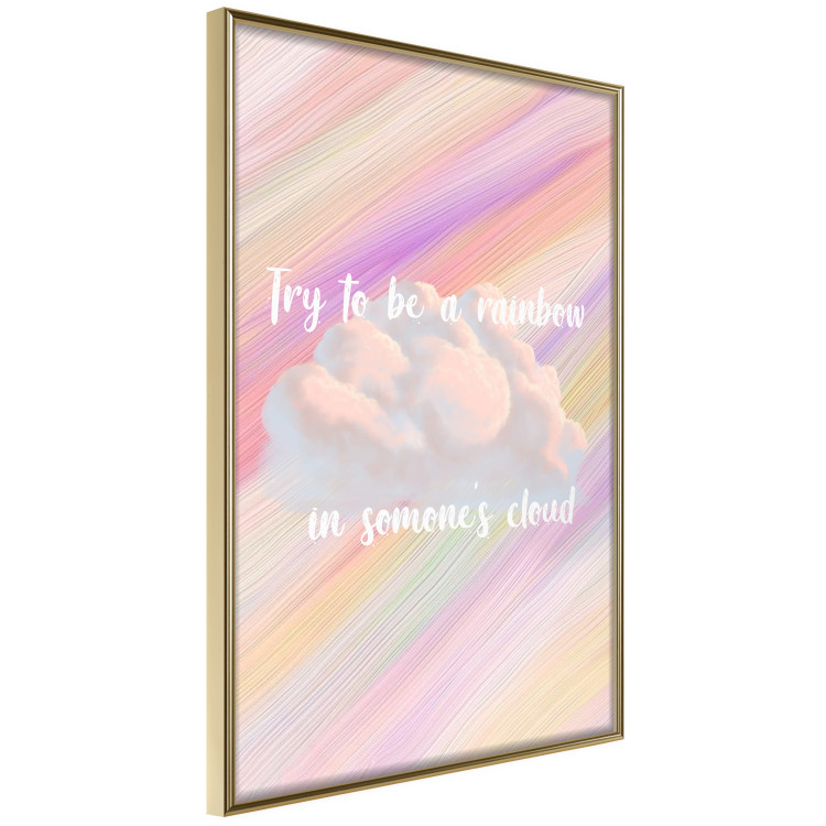 Wall Poster Try to Be a Rainbow - white text on a cloud and multicolored background 123223 additionalImage 14