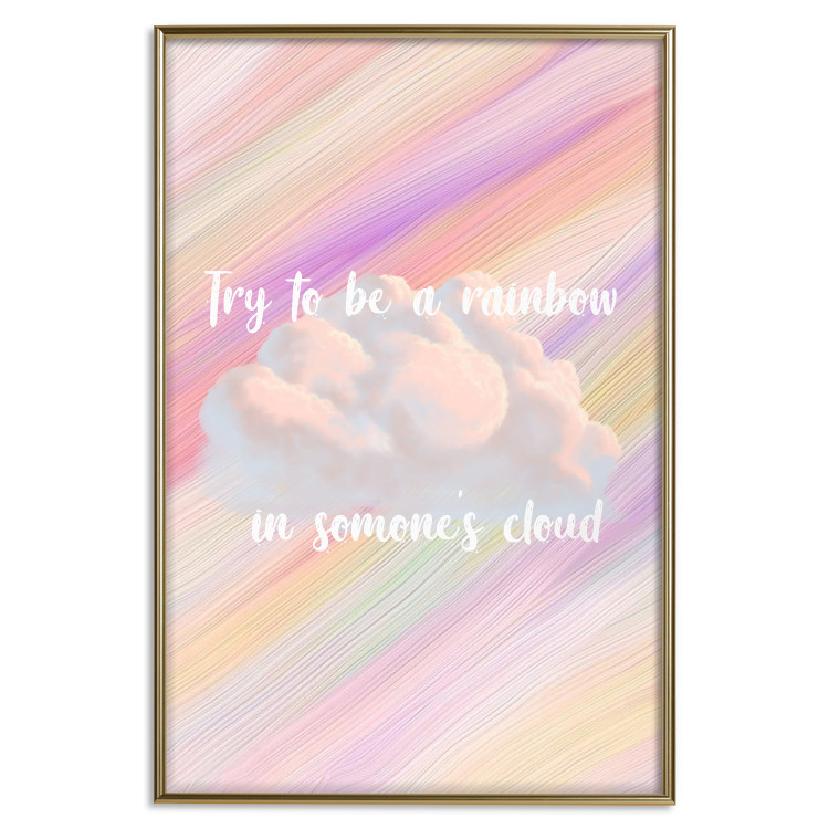 Wall Poster Try to Be a Rainbow - white text on a cloud and multicolored background 123223 additionalImage 26