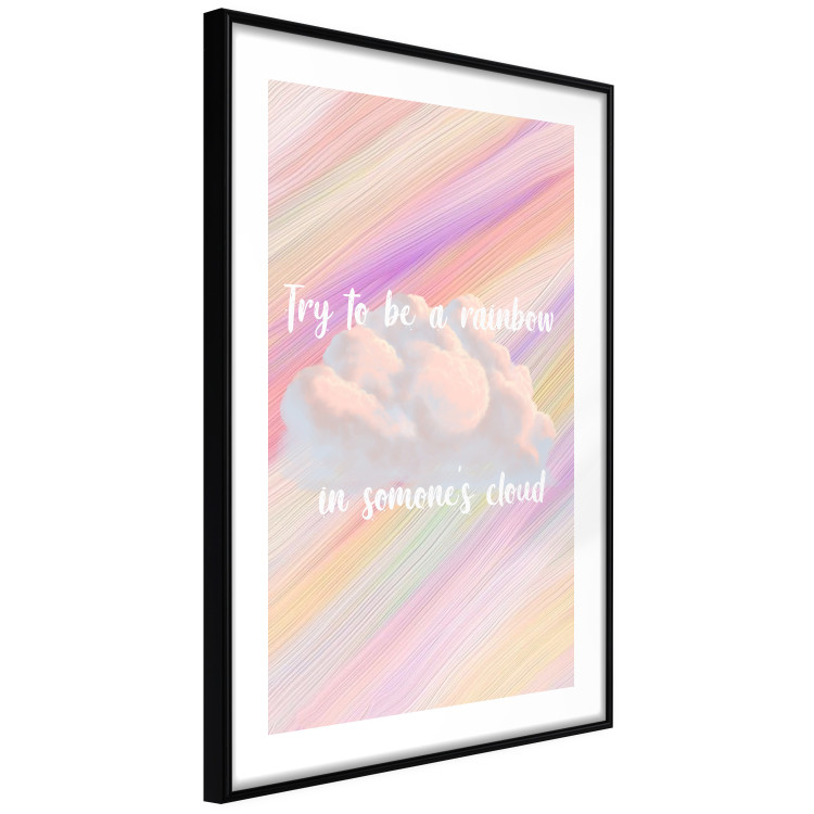Wall Poster Try to Be a Rainbow - white text on a cloud and multicolored background 123223 additionalImage 11