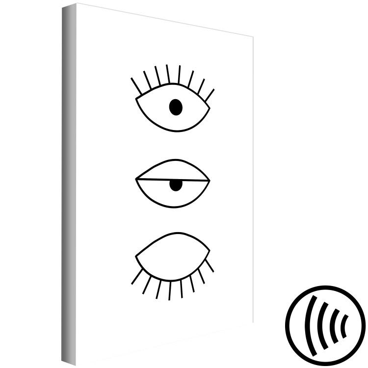 Canvas Art Print Blink - minimalist, black graphics with eyes on a white background 123423 additionalImage 6