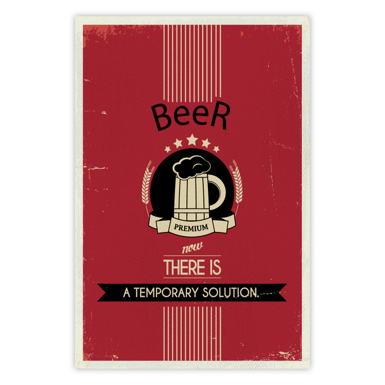 Poster Premium Beer - English captions and beer illustration on red background 123623