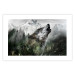 Wall Poster Howling Wolf - wild animal against a forest landscape and high mountains 126023 additionalThumb 18