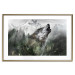 Wall Poster Howling Wolf - wild animal against a forest landscape and high mountains 126023 additionalThumb 27
