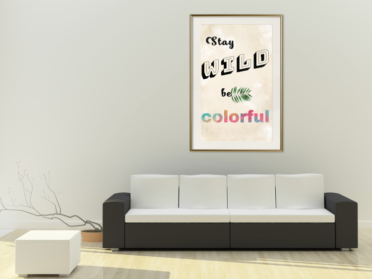 Poster Stay Wild Be Colorful - colorful English text on a beige background 128923 additionalImage 22