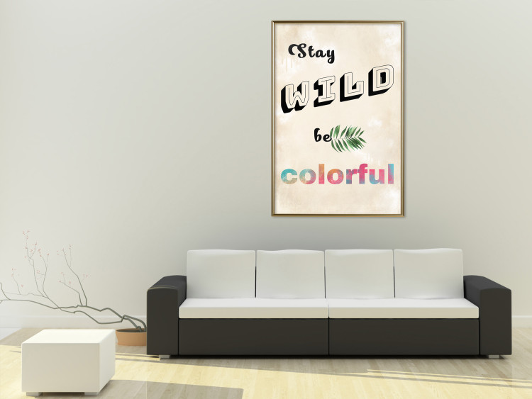 Poster Stay Wild Be Colorful - colorful English text on a beige background 128923 additionalImage 7