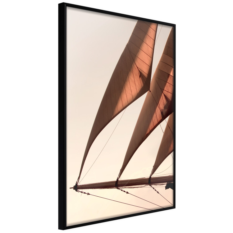 Poster Sea Breeze - seascape of the front of a sailboat in sepia tones against the sky 129723 additionalImage 11