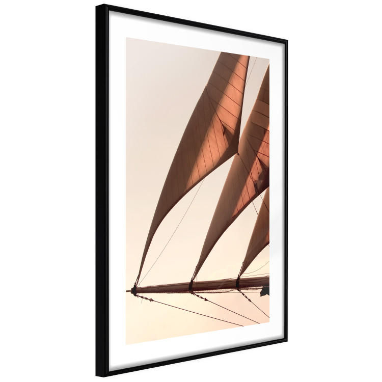 Poster Sea Breeze - seascape of the front of a sailboat in sepia tones against the sky 129723 additionalImage 6