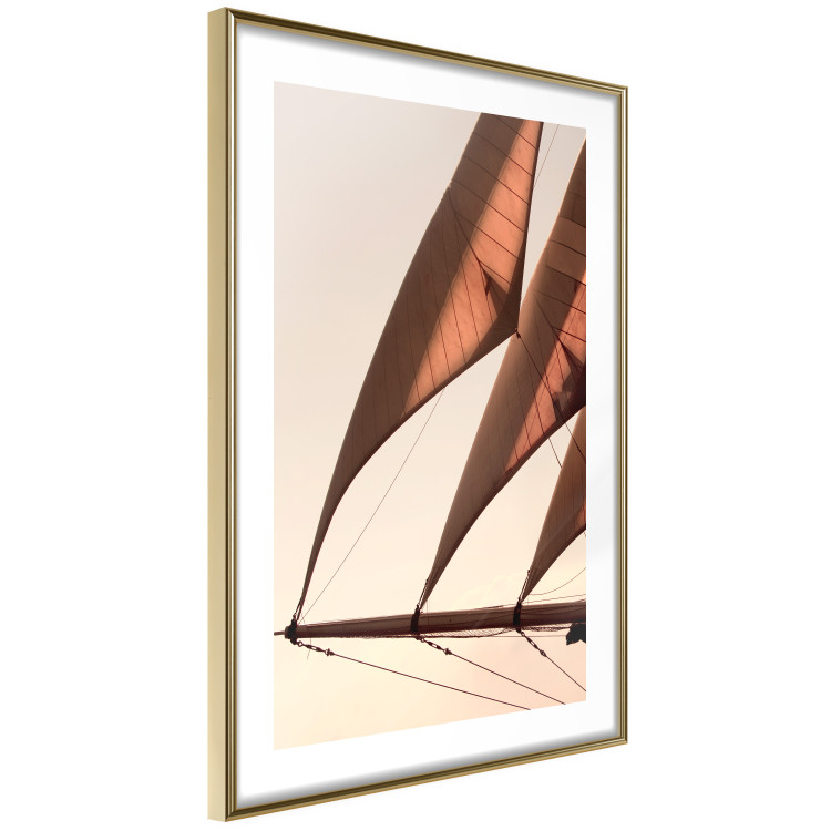Poster Sea Breeze - seascape of the front of a sailboat in sepia tones against the sky 129723 additionalImage 7