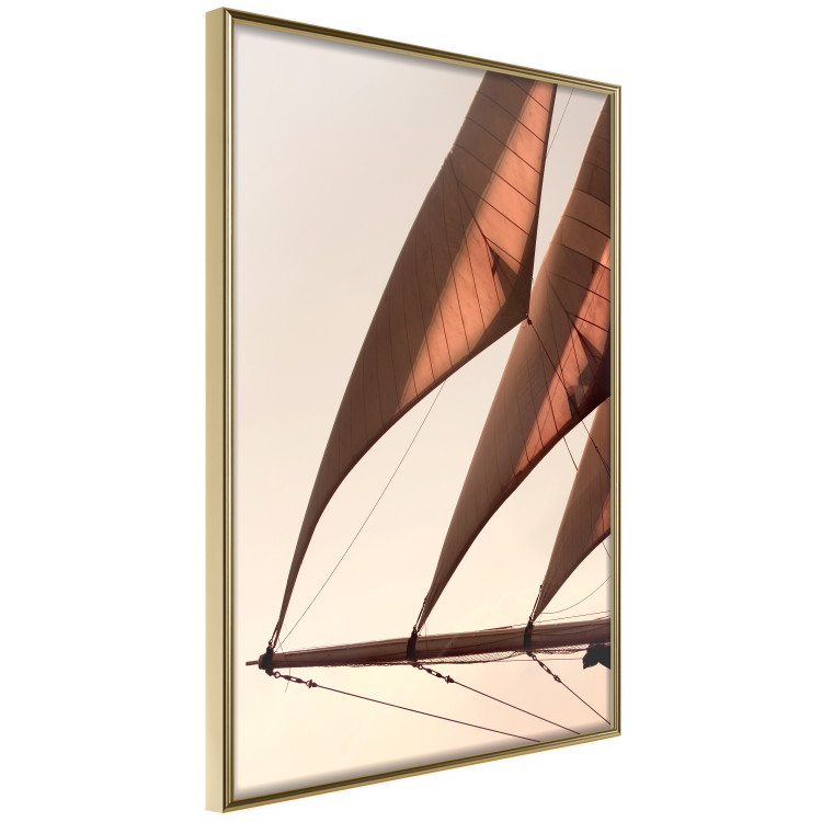 Poster Sea Breeze - seascape of the front of a sailboat in sepia tones against the sky 129723 additionalImage 12