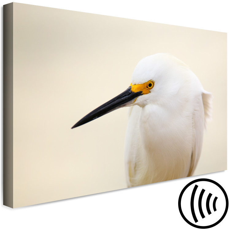 Canvas Print Snowy Egret (1-piece) Wide - white bird with a yellow element 129823 additionalImage 6