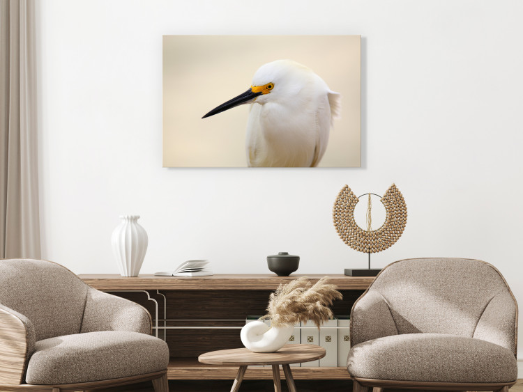 Canvas Print Snowy Egret (1-piece) Wide - white bird with a yellow element 129823 additionalImage 3