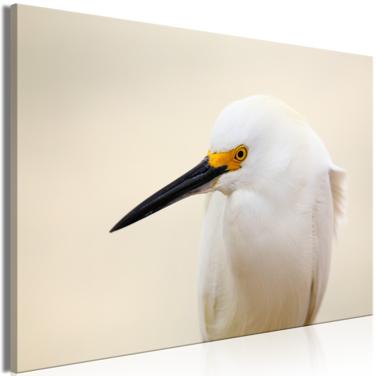 Canvas Print Snowy Egret (1-piece) Wide - white bird with a yellow element 129823 additionalImage 2