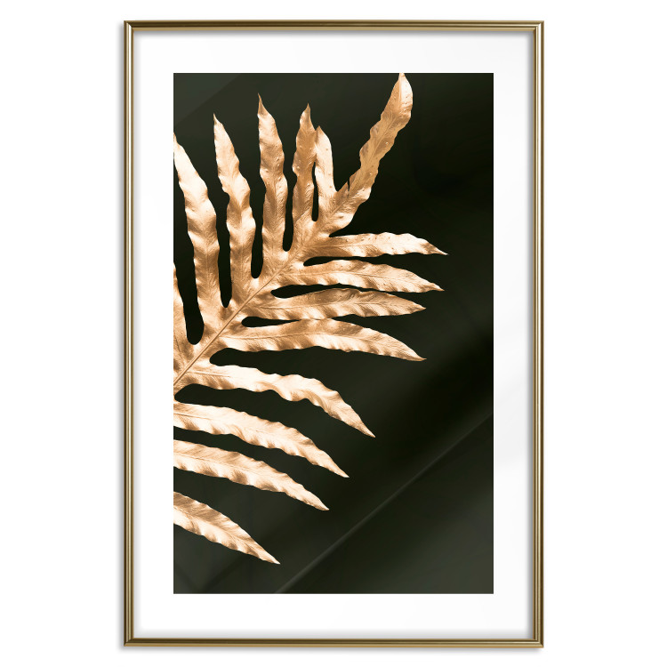 Wall Poster Magical Fern - golden fern leaf composition on a black background 130523 additionalImage 14
