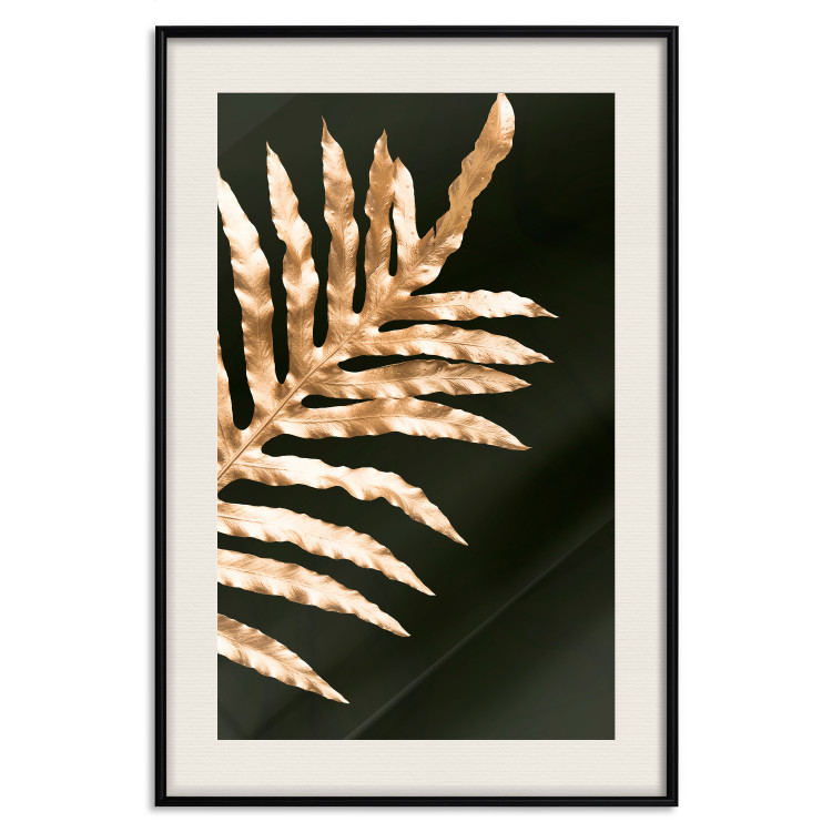 Wall Poster Magical Fern - golden fern leaf composition on a black background 130523 additionalImage 19