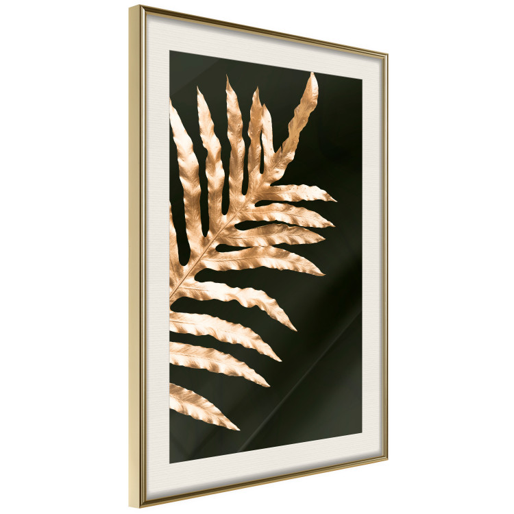 Wall Poster Magical Fern - golden fern leaf composition on a black background 130523 additionalImage 3