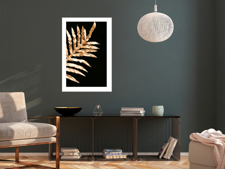 Wall Poster Magical Fern - golden fern leaf composition on a black background 130523 additionalImage 5