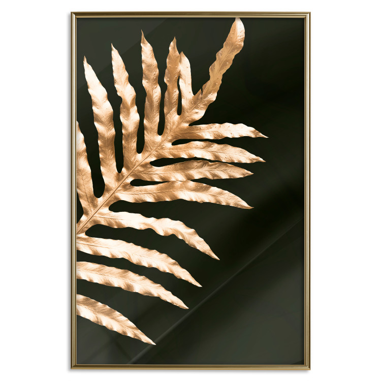 Wall Poster Magical Fern - golden fern leaf composition on a black background 130523 additionalImage 21