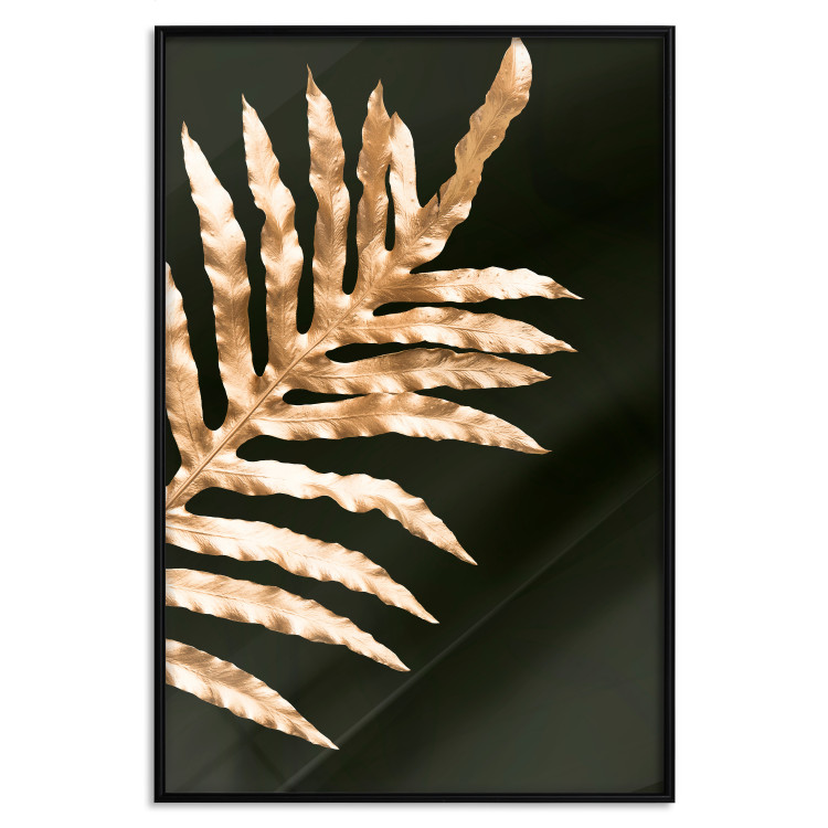 Wall Poster Magical Fern - golden fern leaf composition on a black background 130523 additionalImage 18