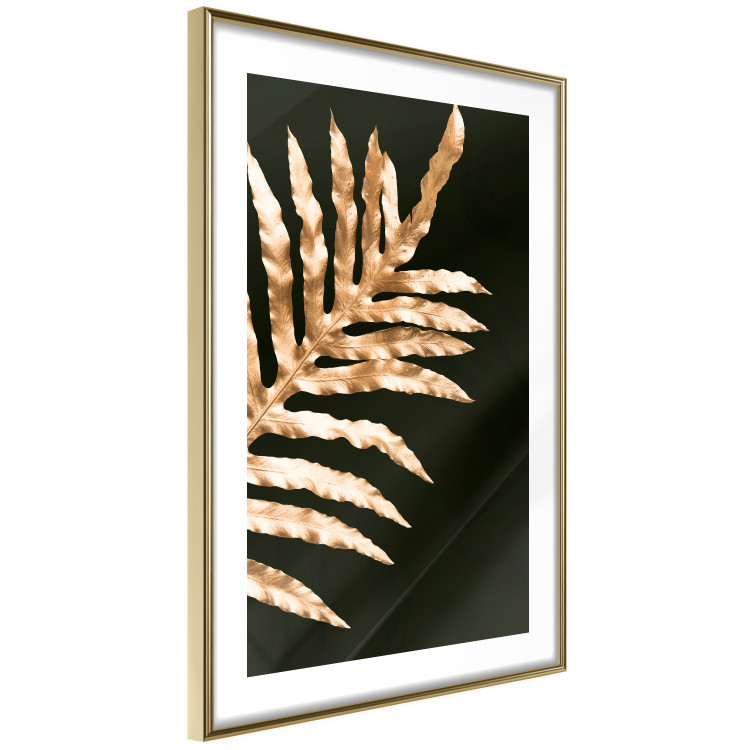 Wall Poster Magical Fern - golden fern leaf composition on a black background 130523 additionalImage 7